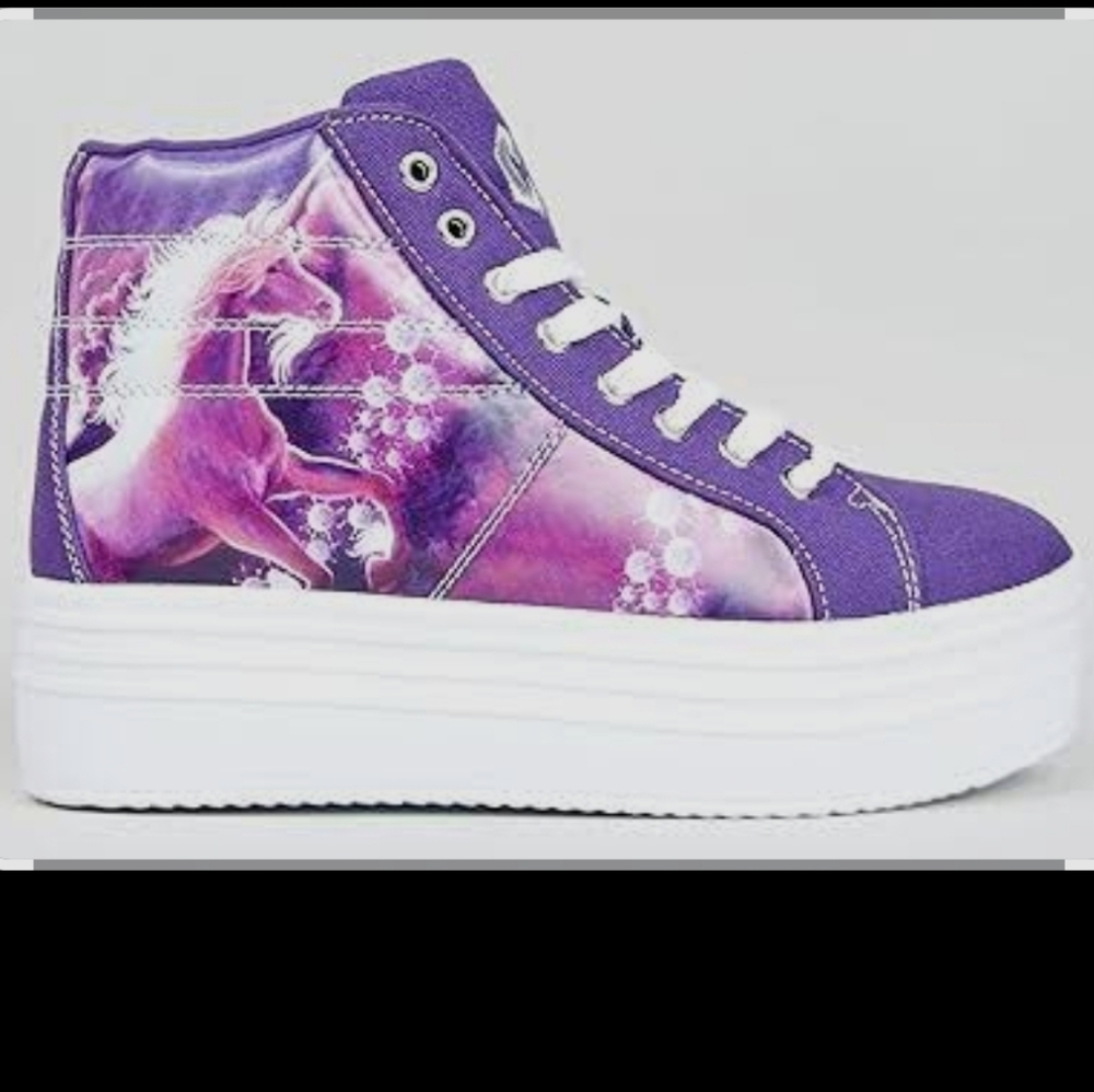 Cute to the Core Purple Unicorn Platform Shoes Size 10